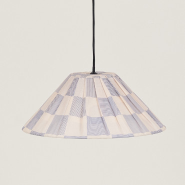 Abat-jour plissé Ava 50 cm - Blue ink checks