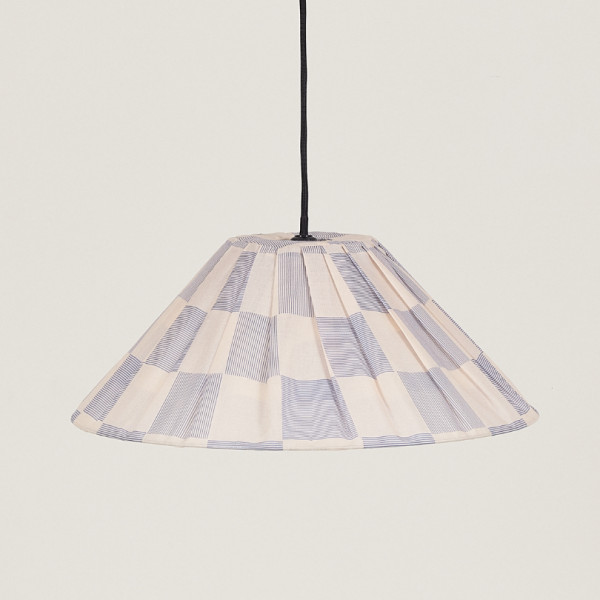 Abat-jour plissé Ava 50 cm - Blue ink checks