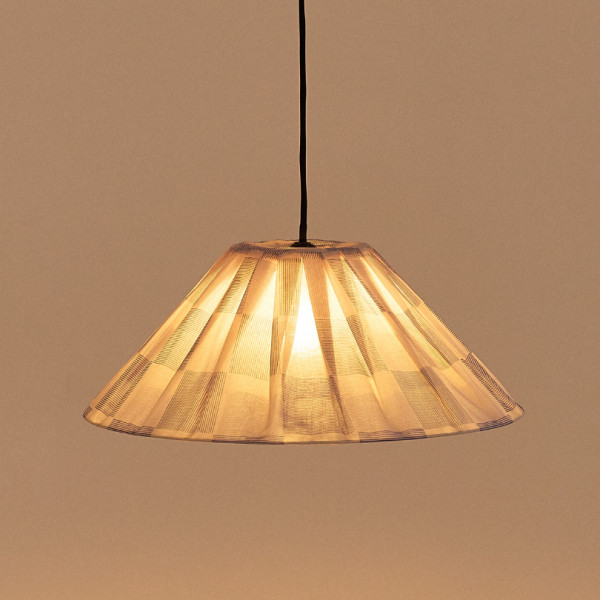 Abat-jour plissé Ava 50 cm - Blue ink checks