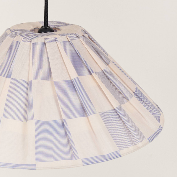 Abat-jour plissé Ava 50 cm - Blue ink checks