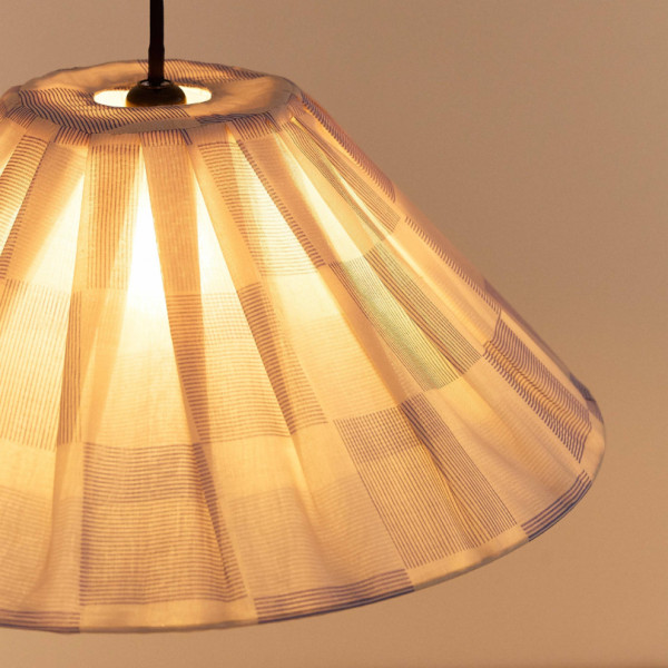 Abat-jour plissé Ava 50 cm - Blue ink checks