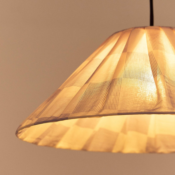 Abat-jour plissé Ava 50 cm - Blue ink checks