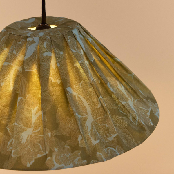 Abat-jour plissé Ava 50 cm - Green peonies