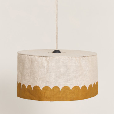 Abat-jour Vibes 40 cm en lin français - Moutarde