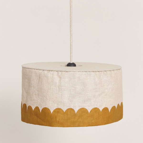 Abat-jour Vibes 40 cm en lin français - Moutarde