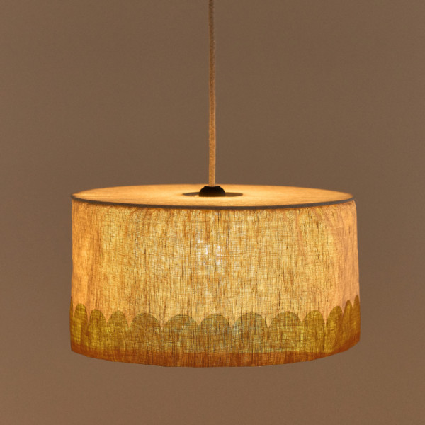 Abat-jour Vibes 40 cm en lin français - Moutarde