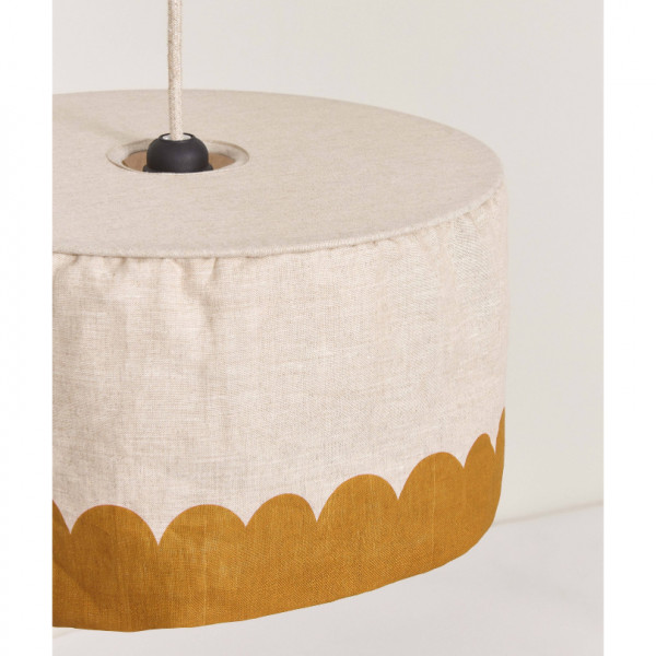 Abat-jour Vibes 40 cm en lin français - Moutarde