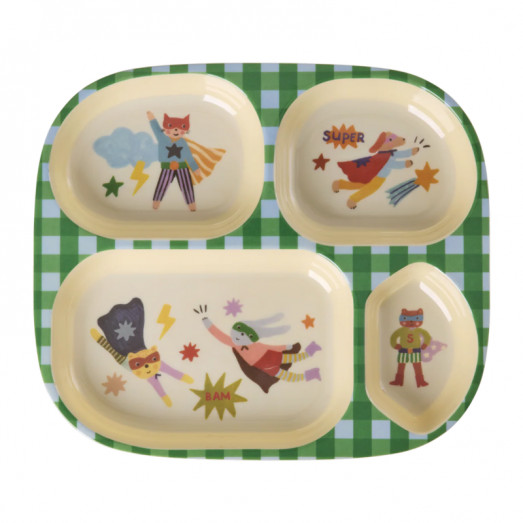 Assiette compartimentée mélamine - Super héro