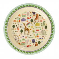 Assiette plate avec rebord - Fun fair menthe