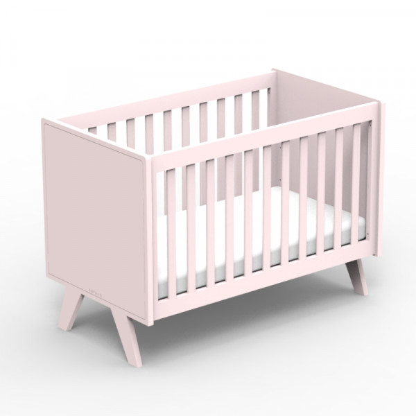 Lit bébé Madavin - pieds unis - Rose poudre