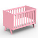 Lit bébé Madavin - pieds unis - Rose clair