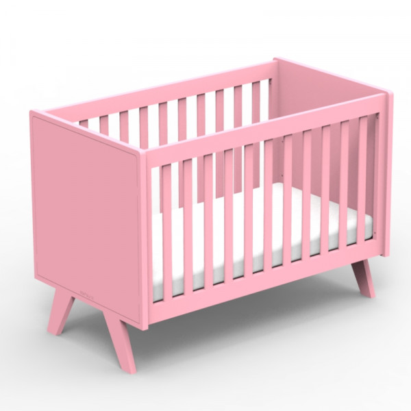Lit bébé Madavin - pieds unis - Rose clair