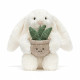 Peluche lapin Bashful avec sa plante