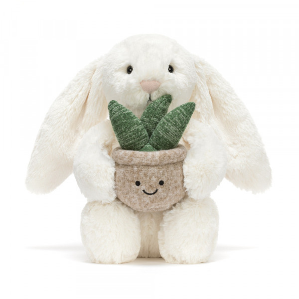 Peluche lapin Bashful avec sa plante