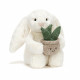Peluche lapin Bashful avec sa plante