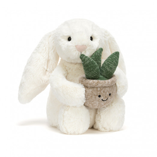 Peluche lapin Bashful avec sa plante