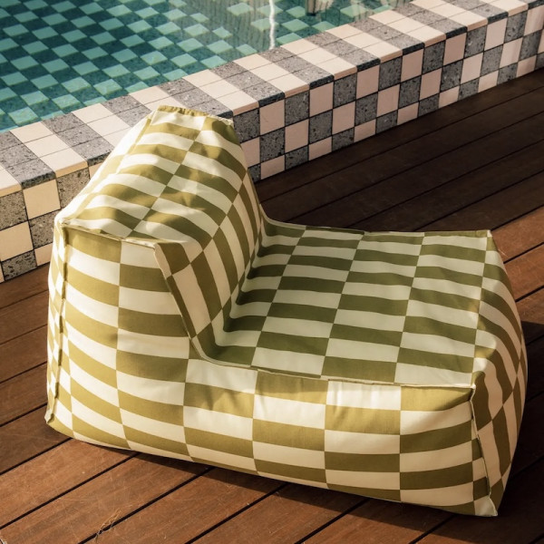 Pouf long d'extérieur adulte Matteo - Lime tiles