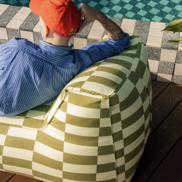 Pouf long d'extérieur adulte Matteo - Lime tiles