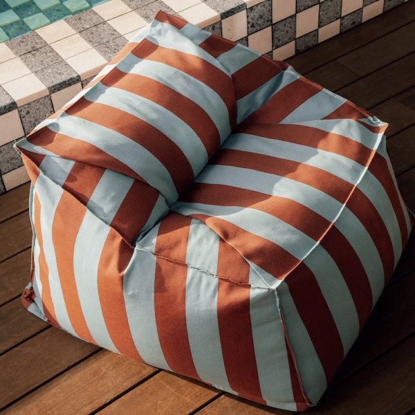 Pouf fauteuil d'extérieur adulte Lenny - Toffee blue stripes