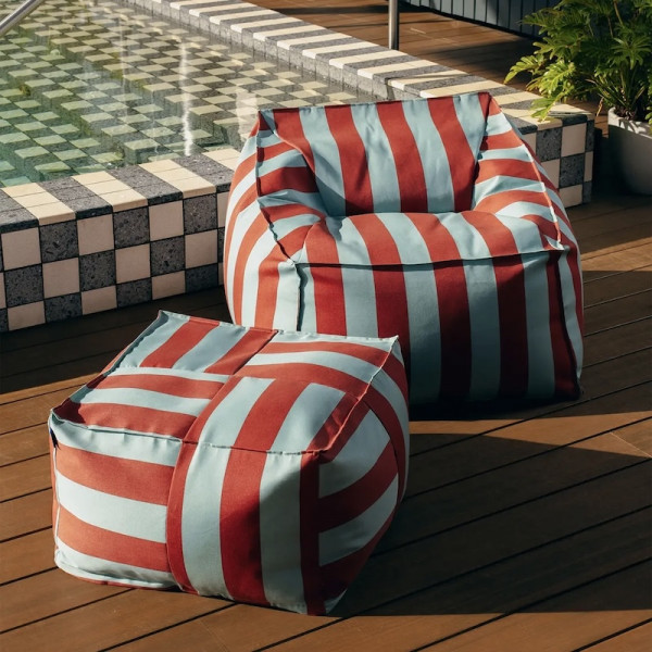 Pouf fauteuil d'extérieur adulte Lenny - Toffee blue stripes
