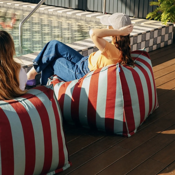 Pouf fauteuil d'extérieur adulte Lenny - Toffee blue stripes