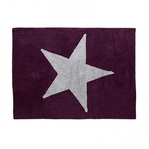 Tapis Estela Etoile blanche - Aubergine