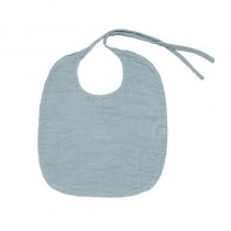 Bavoir rond en lange de coton bio - Bleu gris