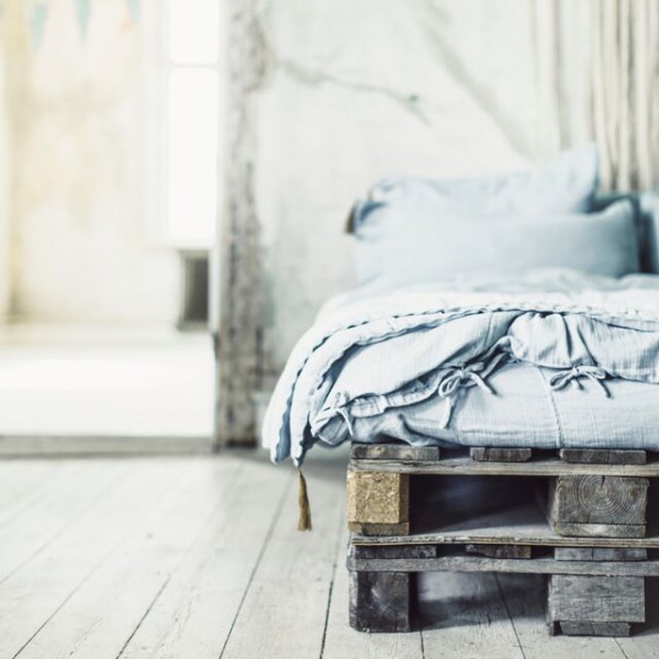 Parure de lit en lange de coton bio - Gris ciment