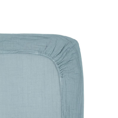 Drap housse de matelas à langer en coton bio - Bleu clair