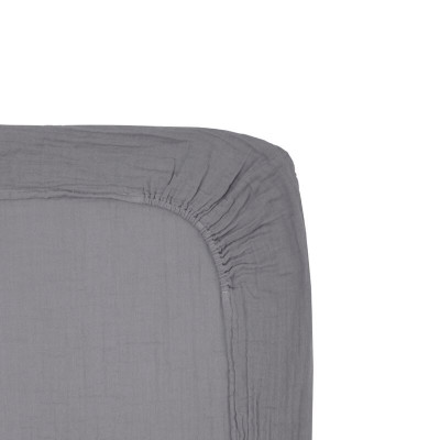 Drap housse de matelas à langer en coton bio - Gris ciment