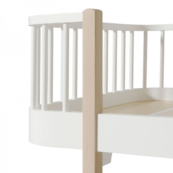 Lit Wood junior 90 x 160 - Blanc et chêne