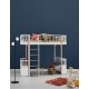 Lit mezzanine haut Wood Original 90 x 200 - Blanc et chêne