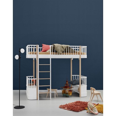 Lit mezzanine Wood 90 x 200 - Blanc et chêne