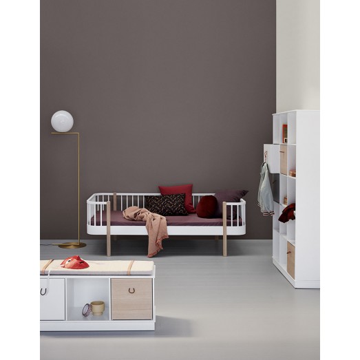 Lit Banquette Wood 90 x 200 - Blanc et chêne