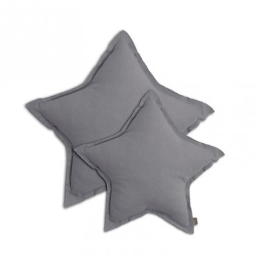 Coussin coton étoile - Gris ciment