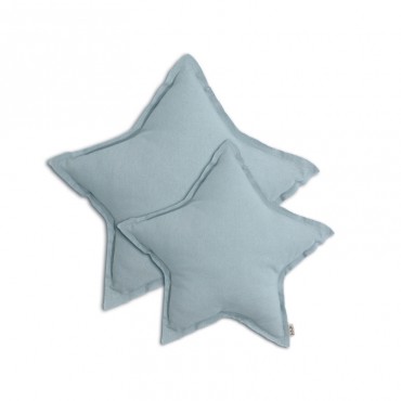 Coussin coton étoile - Bleu clair