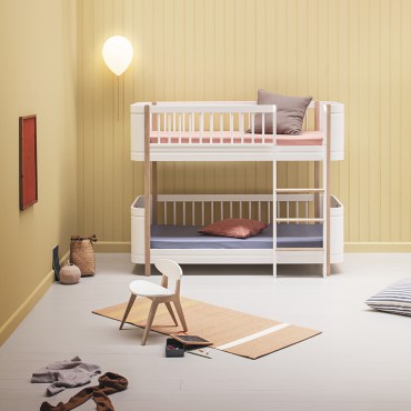 Lits superposés Wood Mini + en Blanc et chêne