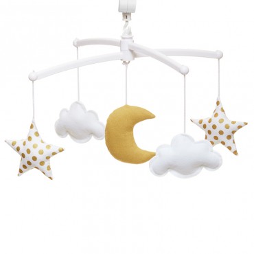Mobile musical bébé - Lune et étoiles, Gold