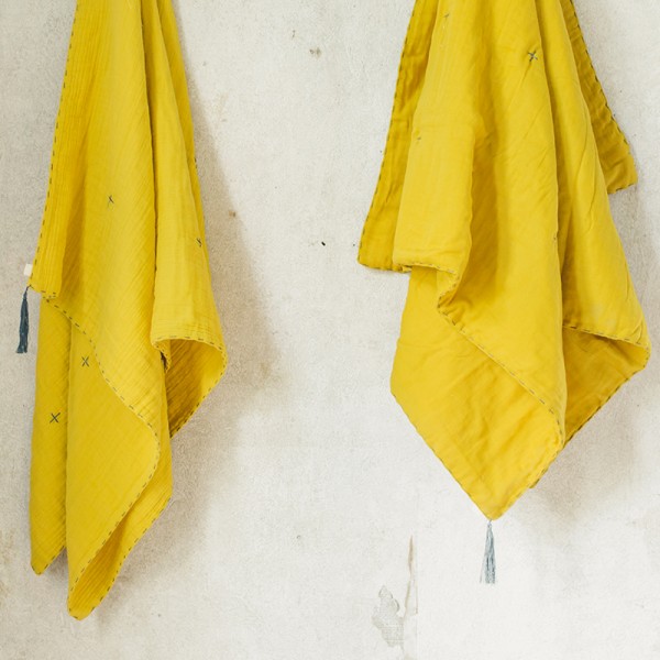 Couverture d'été coton bio 80 x 110 cm - Jaune
