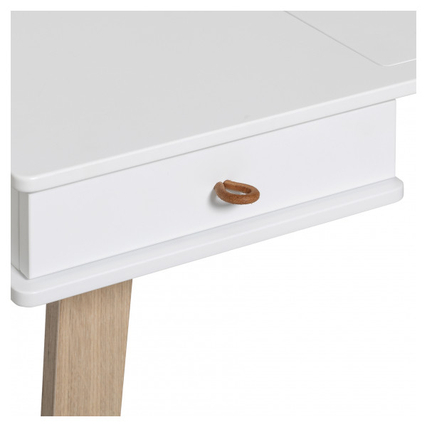 Bureau Wood H72.6 cm - Blanc et chêne
