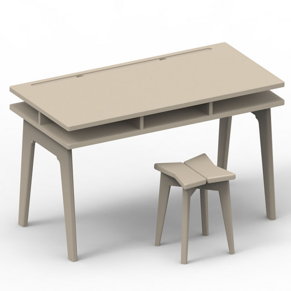  Bureau et tabouret Madavin_taupe