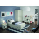 Chevet + lit + tiroir lit + armoire 3 portes + commode greige 