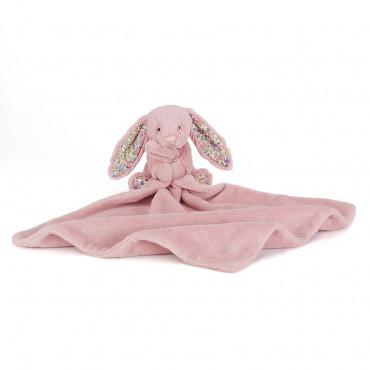 Doudou lapin liberty - Bashful blossom soother rose tulip
